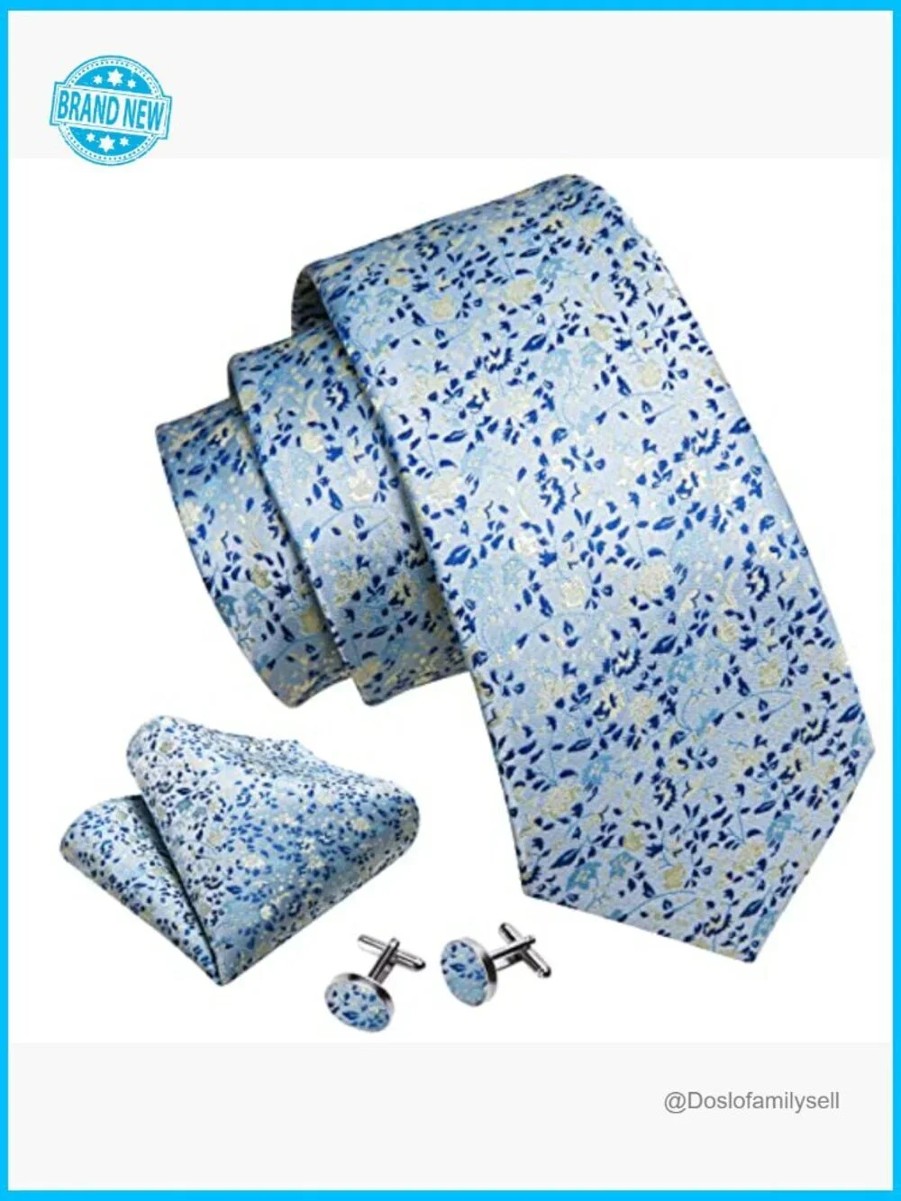 Silk Floral Tie Set with Cufflinks Elegant Retro Wedding Party Accessories
